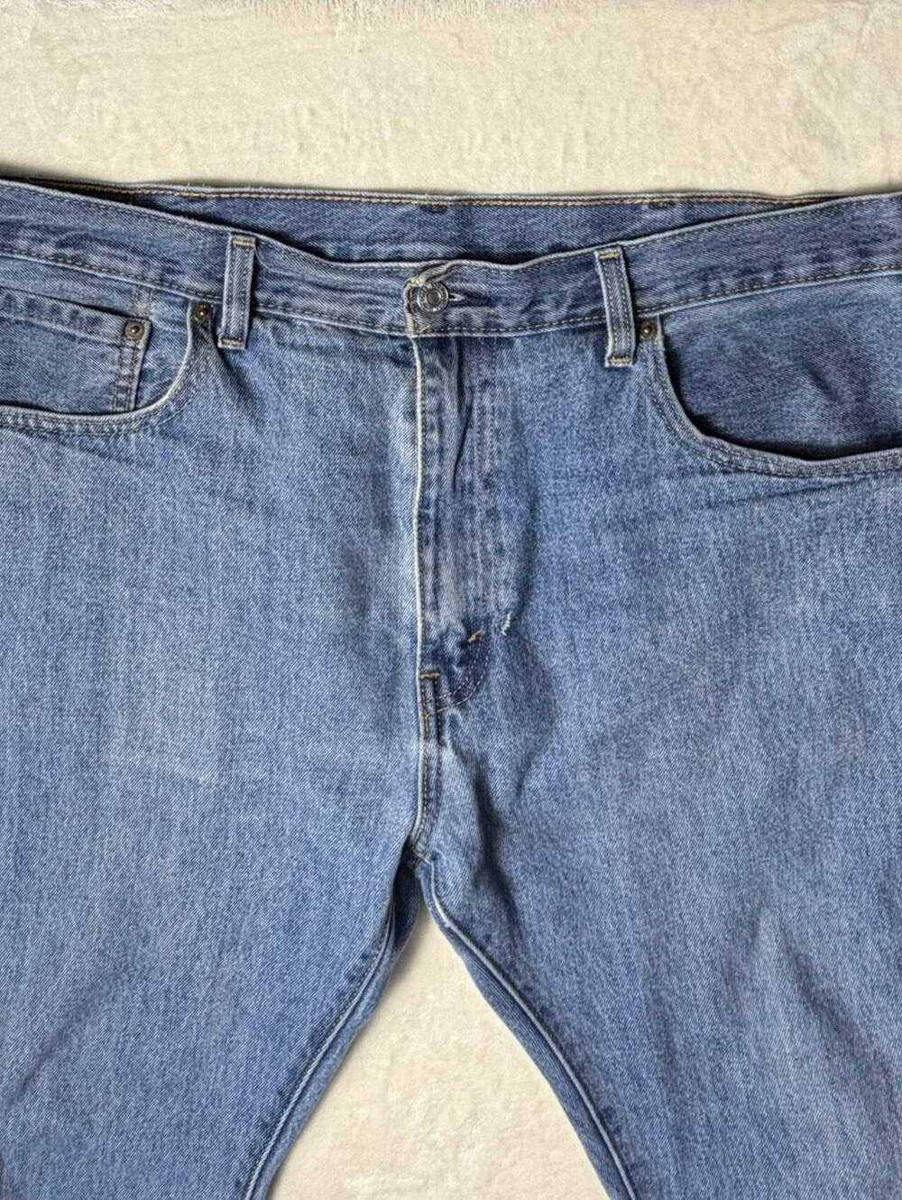 Levi's 517 Bootcut Jeans Mens 36x30 Blue Wash WaterLess Denim Pants Distressed